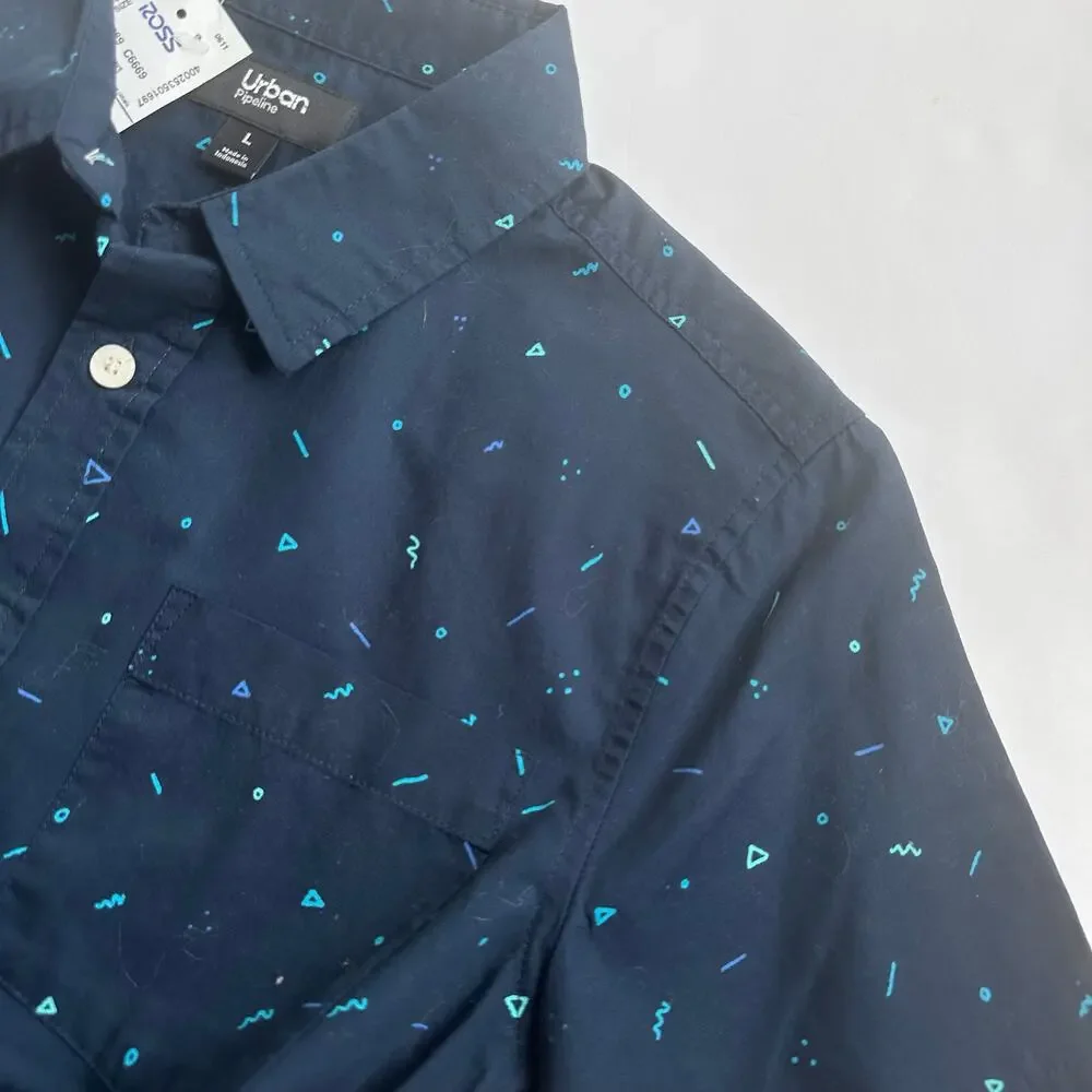 Urban Pipeline Blue Squiggle Print Short Sleeve Shirt